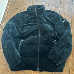 DKNY Quilted Velvet Ultra Loft Puffer Jacket Coat Hunter Green Mens Size XL